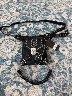 Jungle Tribe Blaster 3.0 Black Studded Leather Convertible Thigh Holster Hip Bag